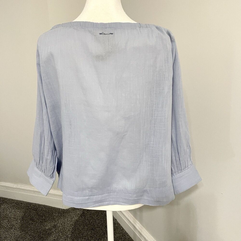 Free People Top Womens Size 6 Blue Boxy Crop Drawstring Neck Pockets Cotton - Picture 4 of 10